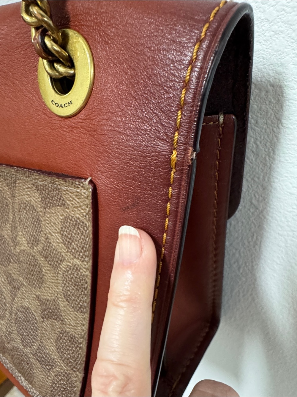 Coach Signature Parker 30585 Rust/Brown/Gold Shoulder Bag - Picture 5 of 14
